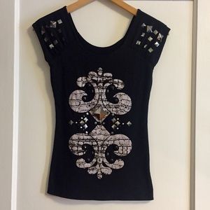 Metal embellishment top